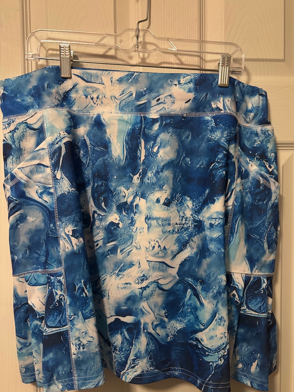 Blue Marble Print Athletic Skort with Pockets - 3XL